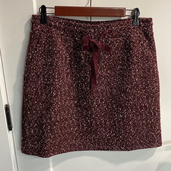 LOFT Burgundy Tweed Sweater Skirt EUC - Picture 1 of 9